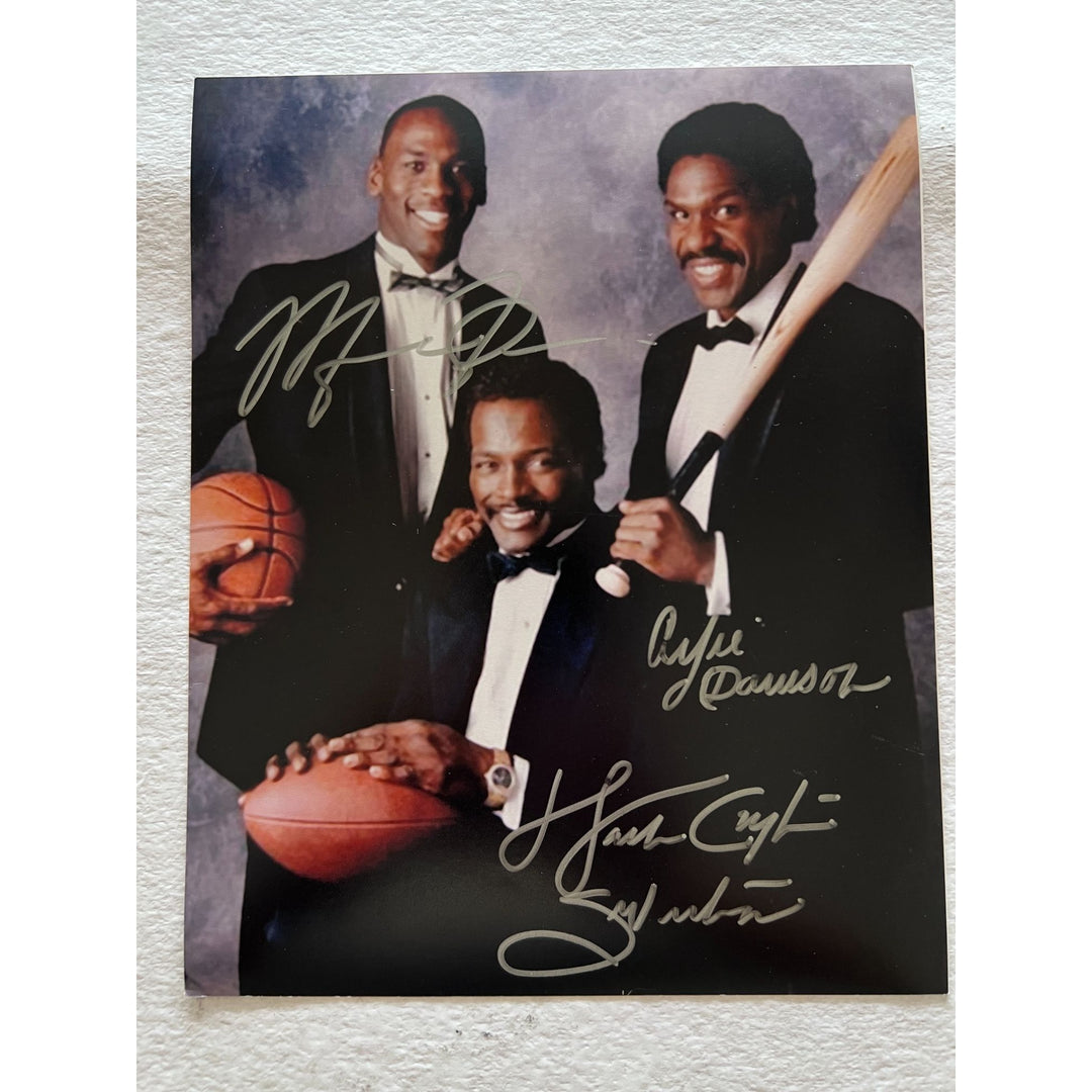 Michael Jordan Walter Payton Andre Dawson 8x10 photo signed with proof