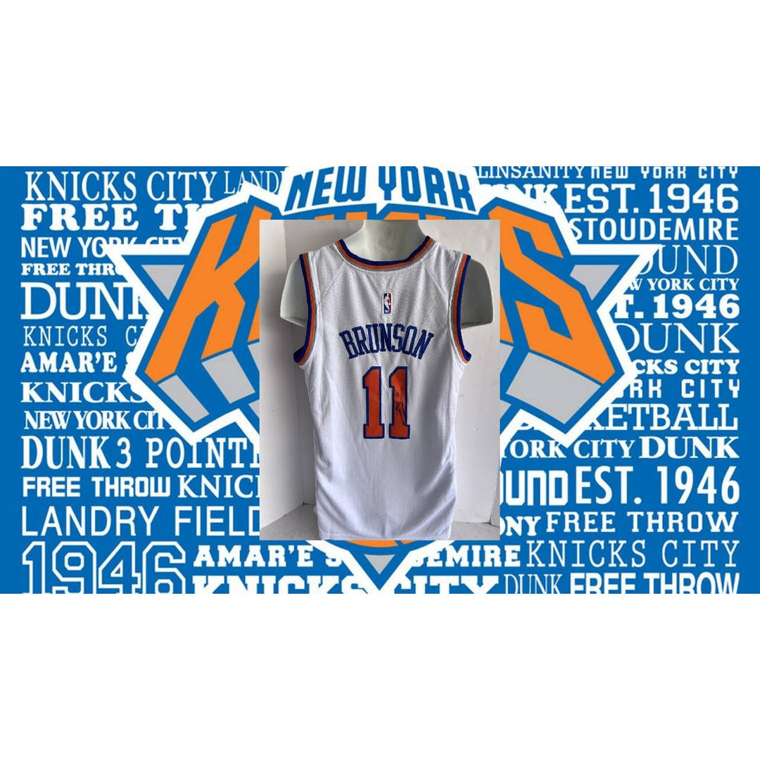 Jalen Bronson New York Knicks game model jersey size LG large signed with proof