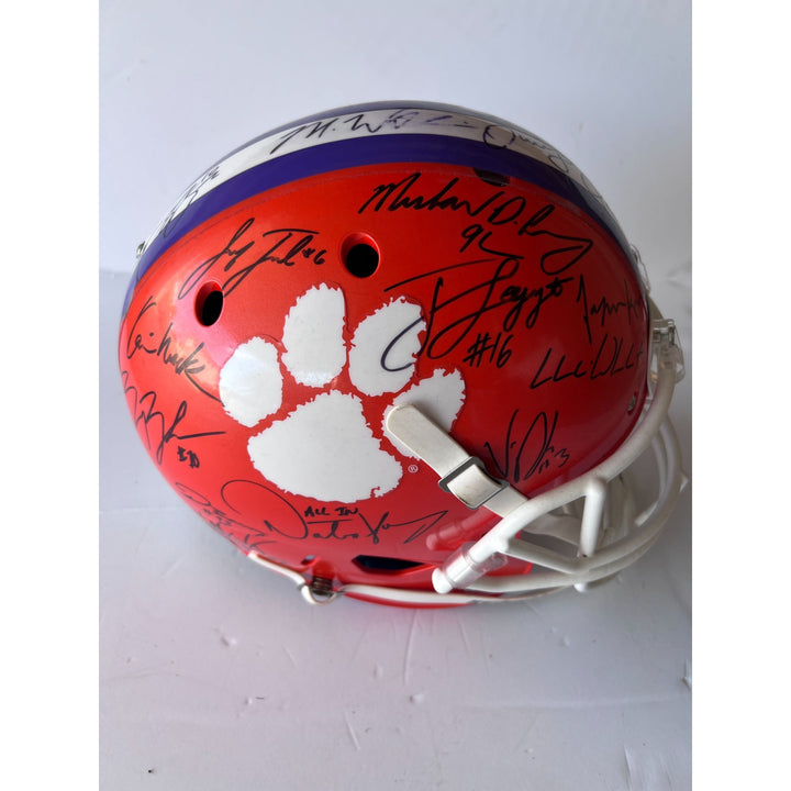 Dean Perry, Jayron Kearse, Dwight Clark Clemson Tigers Replica full size helmet Helmet signed by 25 all time greats