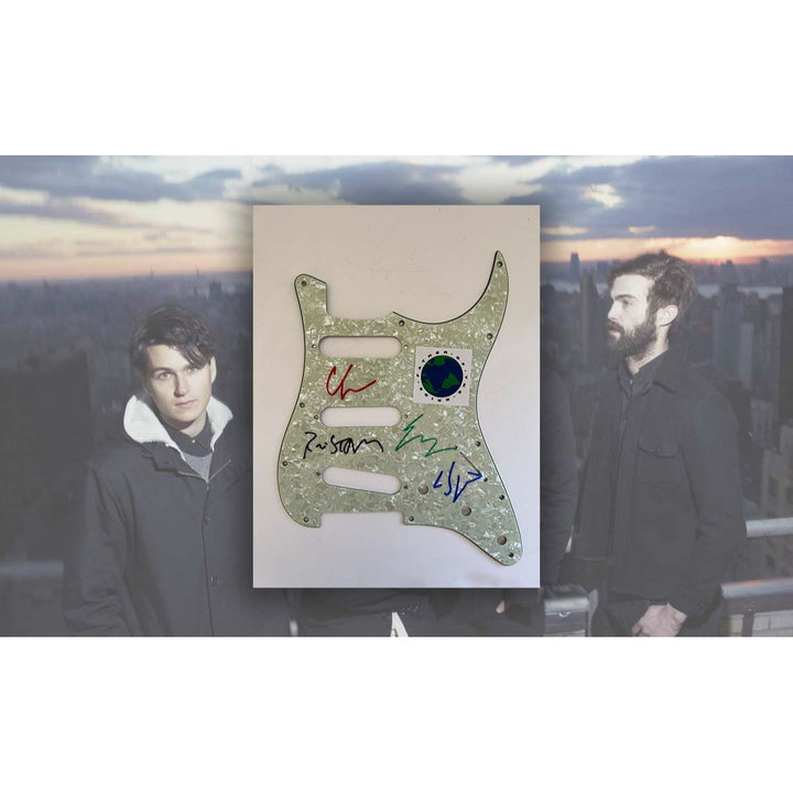 Vampire Weekend Ezra Koenig Chris Baio Chris Tomson & Rostam electric guitar pickguard signed with proof