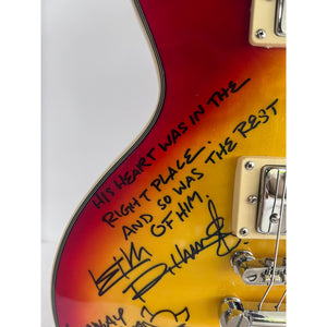 Keith Richards inscribed Angus Young with Sketch Saul Hudson "Slash" GNR signed with Sketch One of a Kind Les Paul electric guitar signed