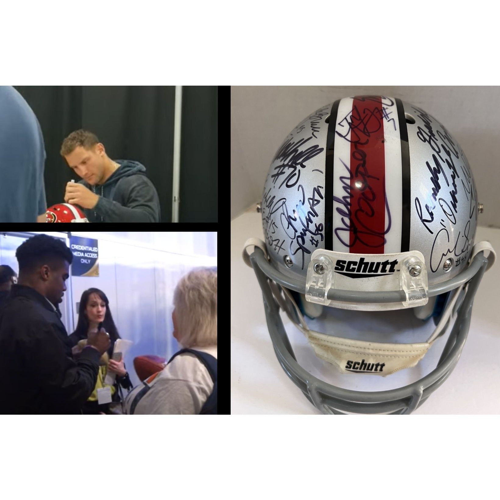 Ohio State Buckeyes national champions team signed helmet Ezekiel Elliott Nick Bosa 35 Plus signatures Riddell replica full size helmet