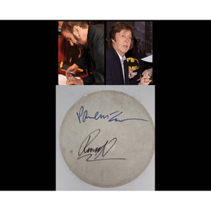 Paul McCartney and Ringo Starr The Beatles 10-in tambourine signed with proof