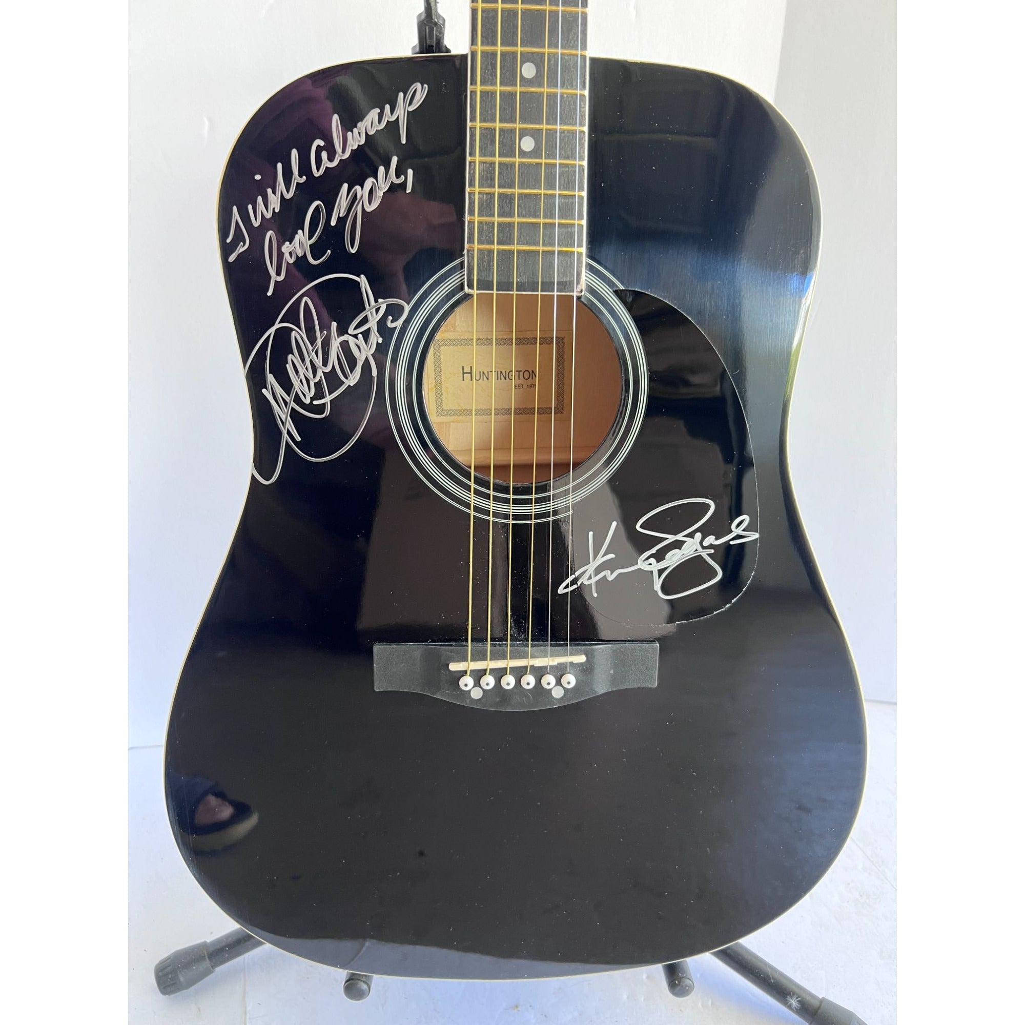 Kenny Rogers Dolly Parton full size acoustic guitar signed with proof