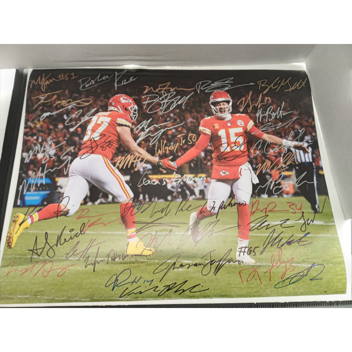 Kansas City Chiefs 2023-24 Andy Reid Patrick Mahomes Chris Jones Travis Kelce 16x20 photo team signed with proof