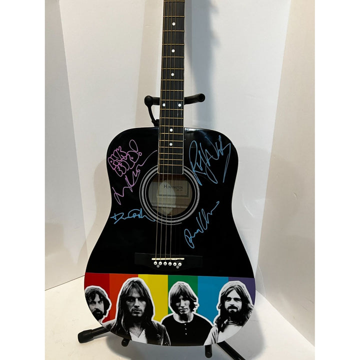 Pink Floyd David Gilmour, Roger Waters, Nick Mason and Richard Wright signed  full size acoustic guitar with proof