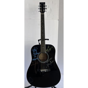 Johnny Cash Waylon Jennings Willie Nelson with Sketch Kris Kristofferson The Highwaymen full size acoustic guitar signed with proof