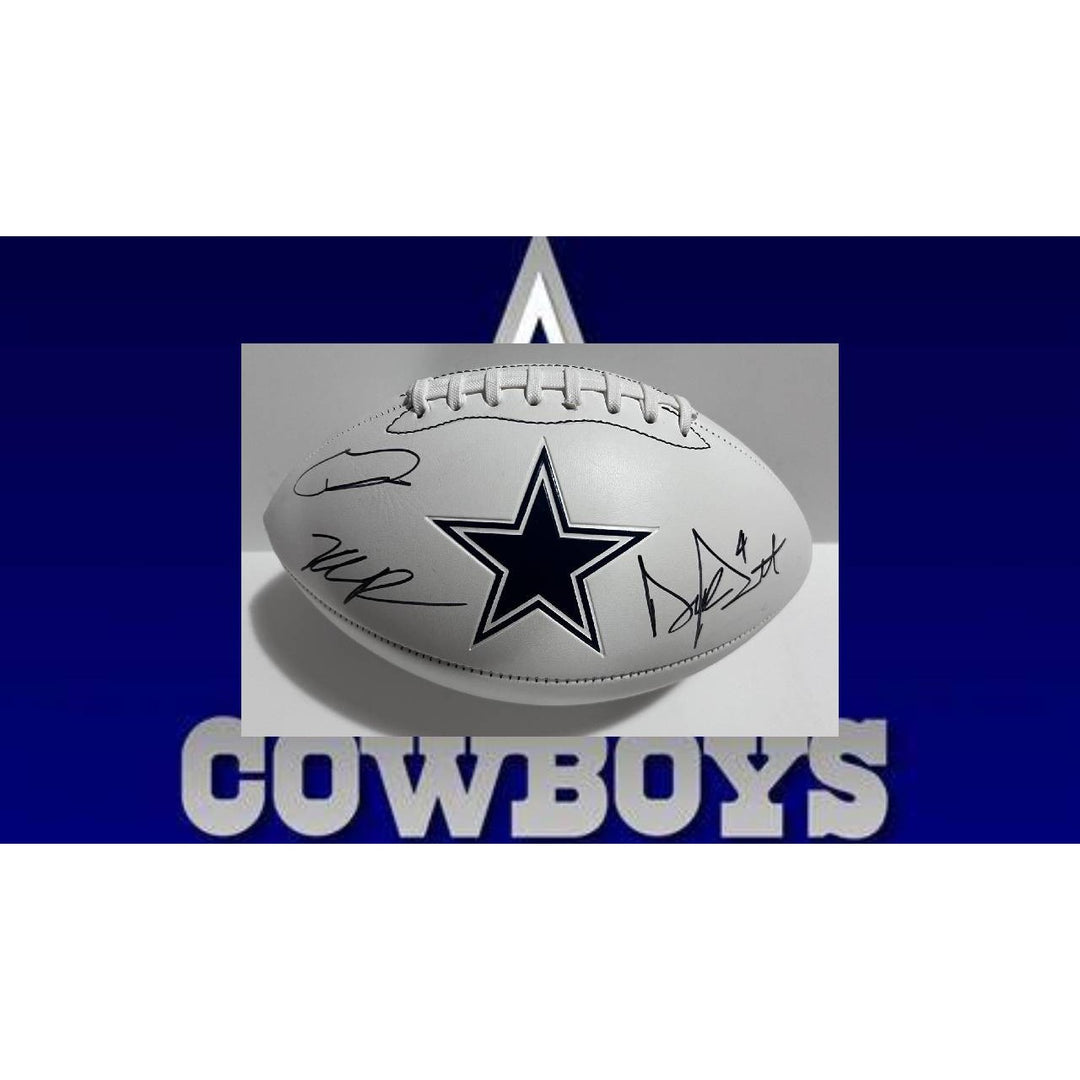 Dallas Cowboys Dak Prescott CeeDee Lamb Micah Parsons full size football signed with proof