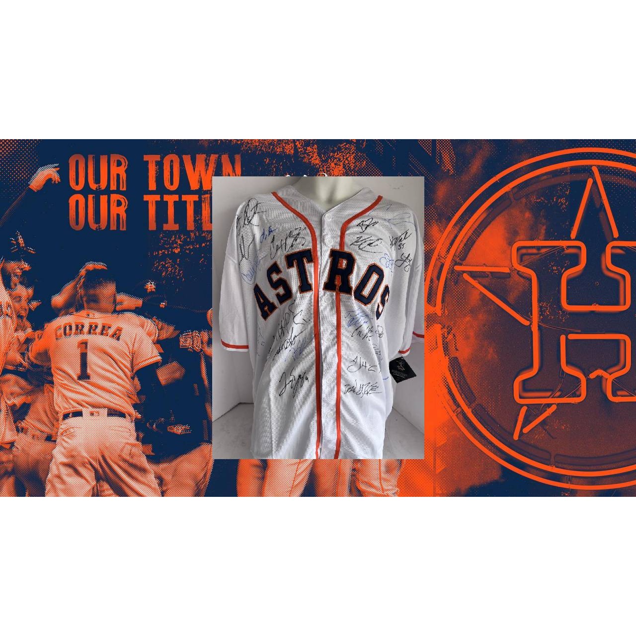 Houston Astros 2017 World Series Champions Jose Altuve Justin Verlander Lance Bregman George Springer Majestic sixe xl game model jersey