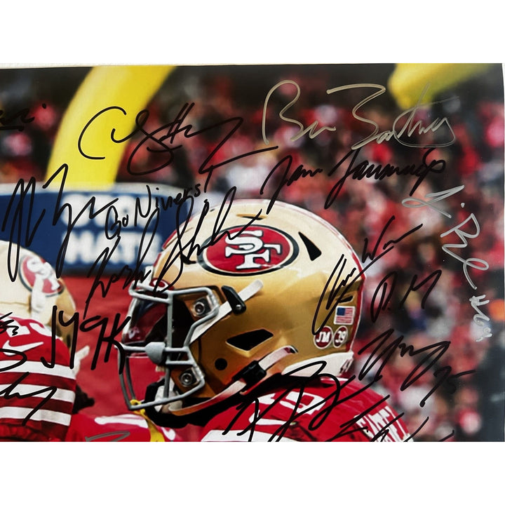 San Francisco 49ers Brock Purdy Christian McCaffrey Deebo Samuel NFC champions 2023-24 16x20 photo signed with proof