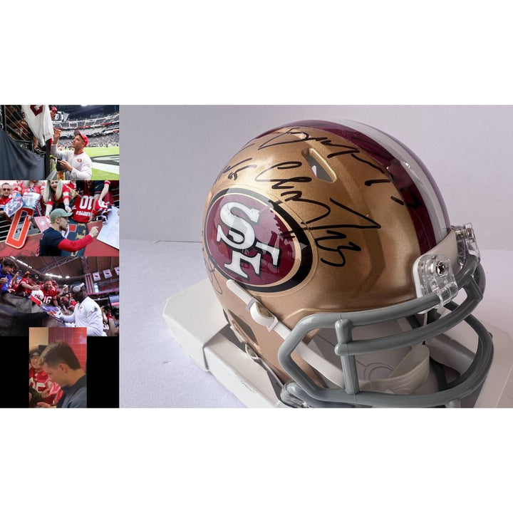 San Francisco 49ers Deebo Samuel George Kittle Christian McCaffrey Brock Purdy mini helmet signed with proof