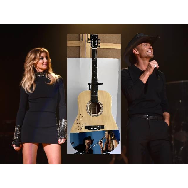 Tim McGraw and Faith Hill  One of A kind 39' inch full size acoustic guitar signed with proof