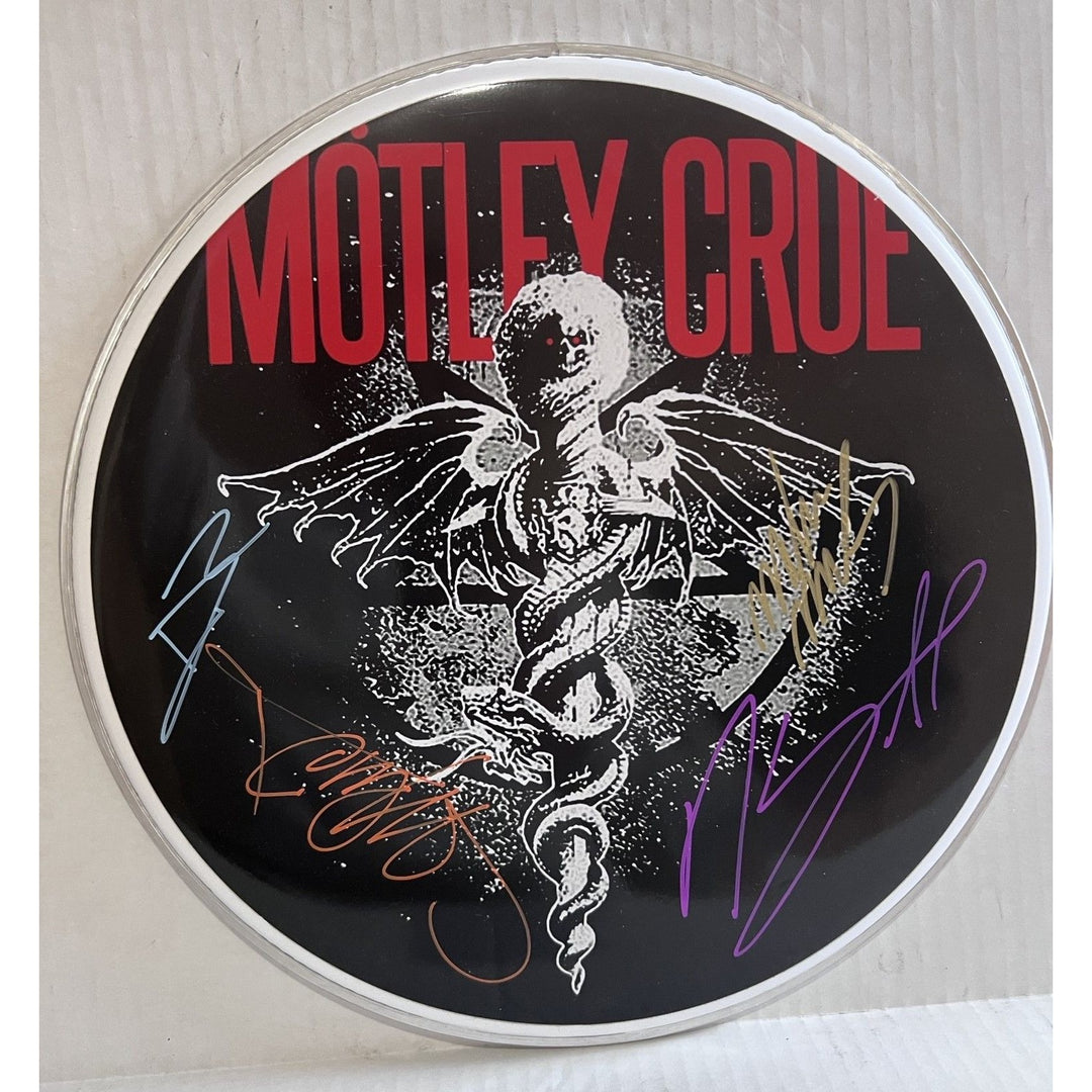 Mötley Crüe one-of-a-kind drumhead signed with proof