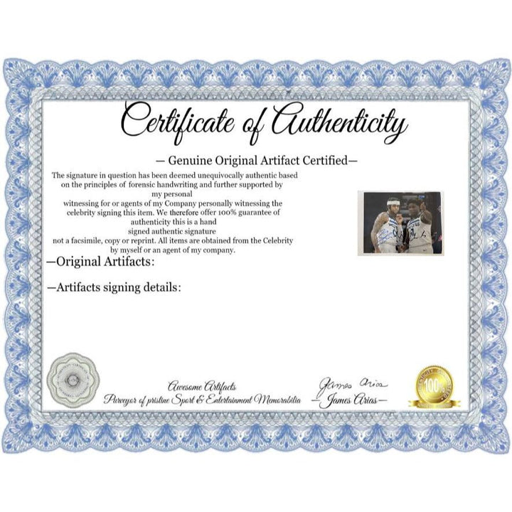 Minnesota Timberwolves Anthony Edwards Karl -Anthony Towns 8x10 photo signed with proof Awesome Artifacts