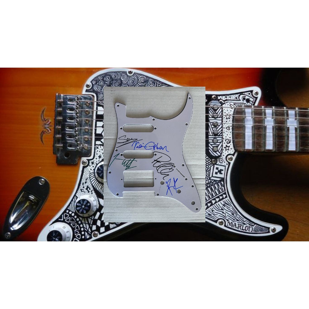 Def Leppard Joe Elliott Vivian Campbell Rick Savage Rick Allen Phil Collen guitar pickguard signed with proof