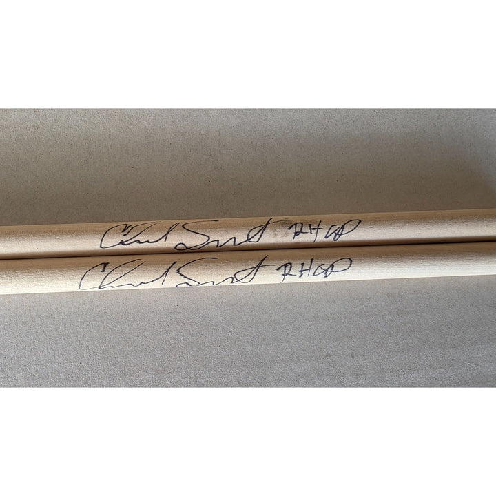Chad Smith Red Hot Chili Peppers legendary drummer pair of drumsticks signed with proof.