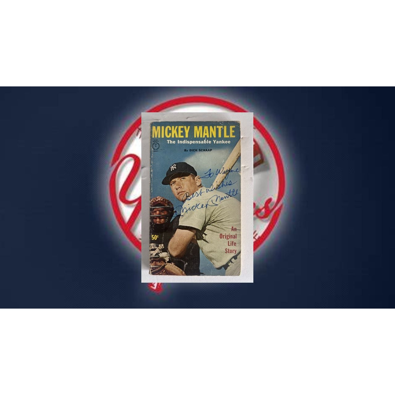 Mickey Mantle New York Yankees vintage book signed