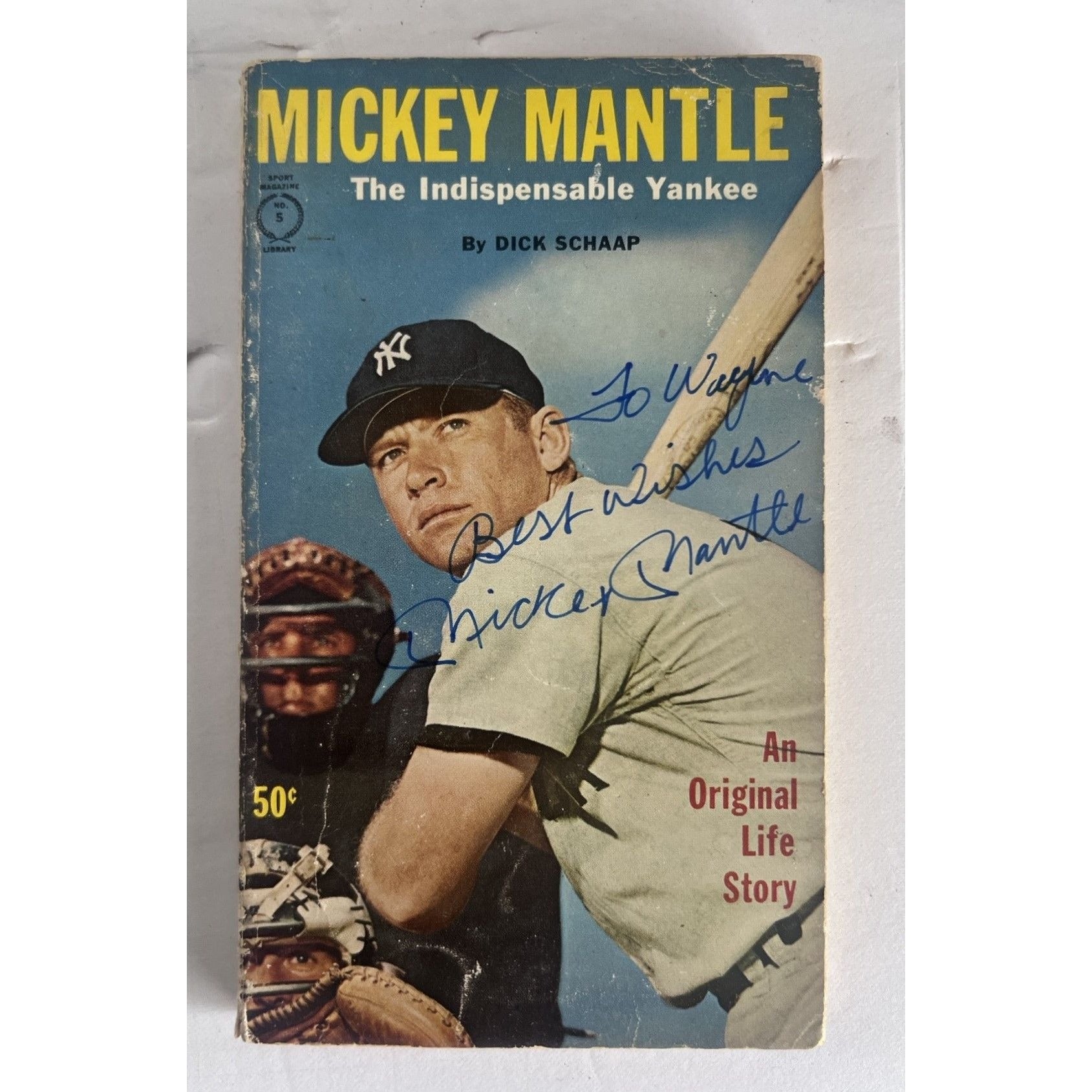 Mickey Mantle New York Yankees vintage book signed