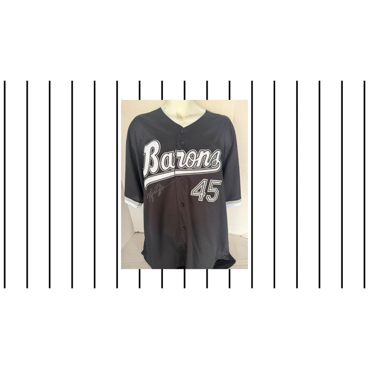 Michael Jordan Birmingham Barons signed jersey black with proof.