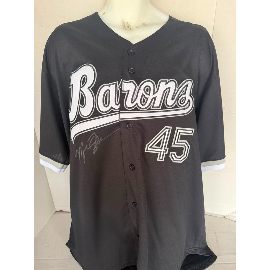 Michael Jordan Birmingham Barons signed jersey black with proof.