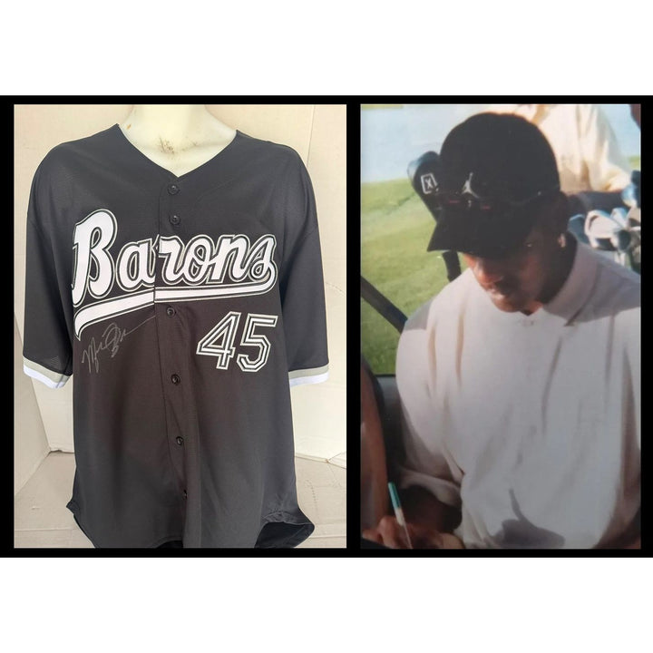 Michael Jordan Birmingham Barons signed jersey black with proof.