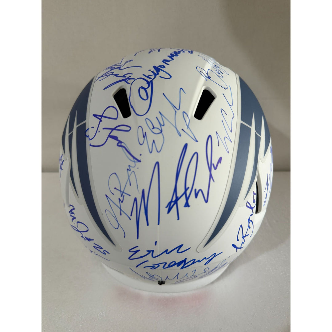 New England Patriots Drake Maye, Mike Vrabel, Robert Kraft 40 plus Riddell 2025 team signed helmet