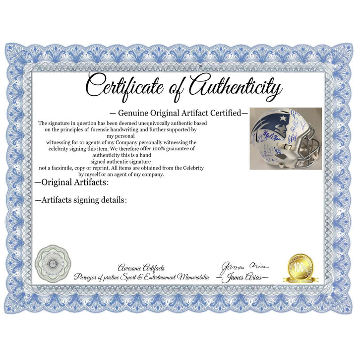 New England Patriots Drake Maye, Mike Vrabel, Robert Kraft 40 plus Riddell 2025 team signed helmet