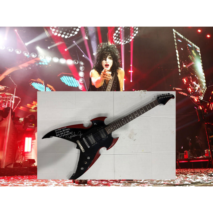 Paul Stanley KISS Silvertone Apocalypse Electric Guitar signed with proof and lyric inscription 
