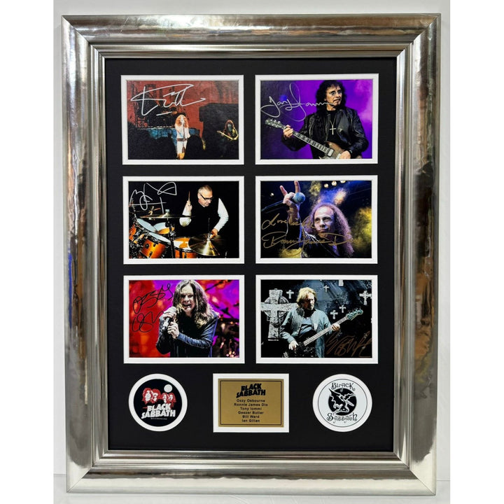 Black Sabbath Ozzy Osbourne  Ronnie James Dio Tony Iommi Geezer Butler Bill Ward Ian Gillan 5x7 photos in museum quality frame.