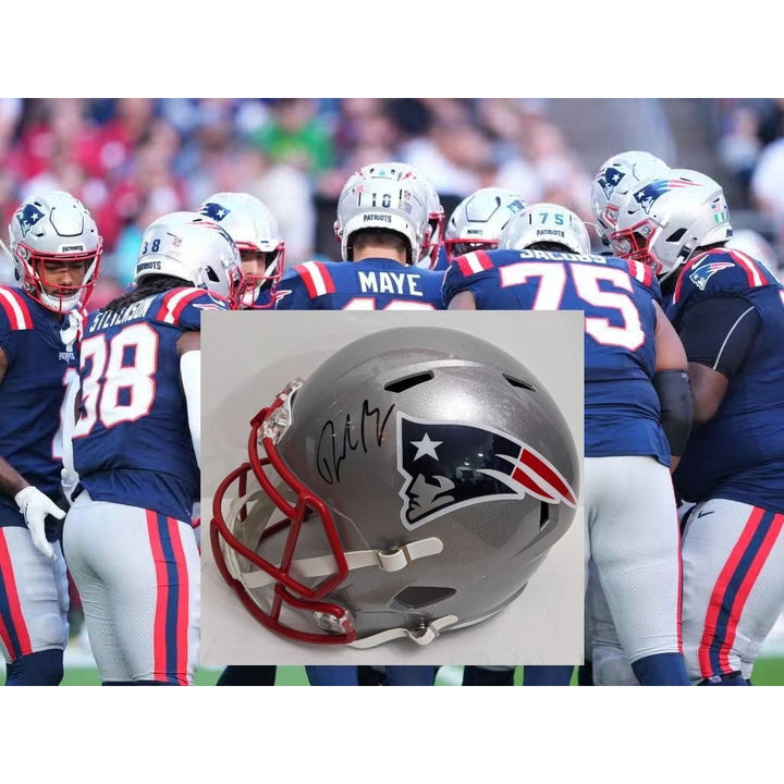New England Patriots 2025 Drake Maye Riddell full size speed helmets signed with proof
