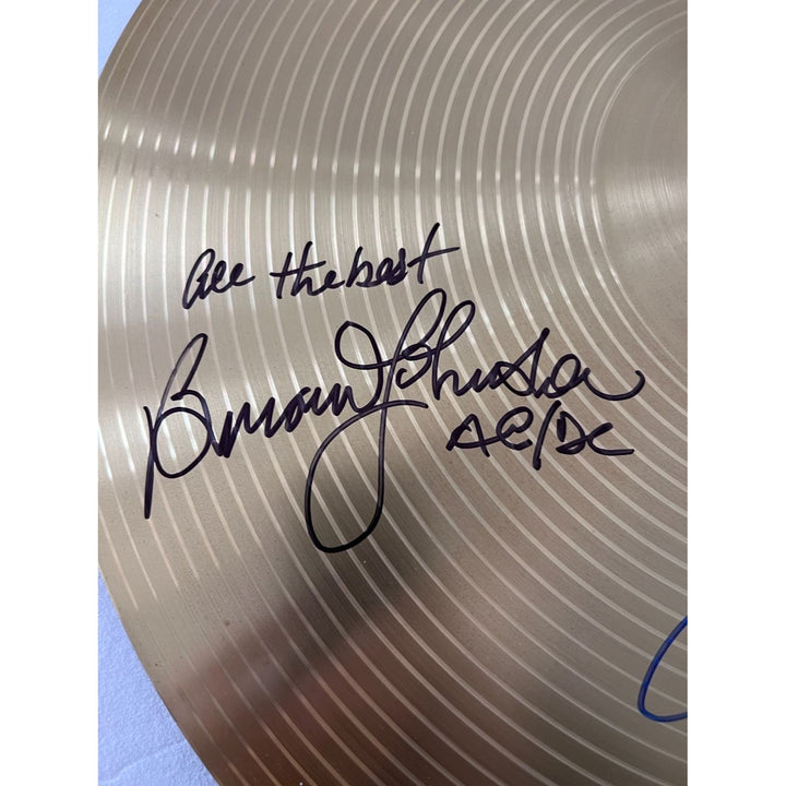 Angus Young Malcolm Young Cliff Williams Phil Rudd Brian Johnson ACDC 14-in cymbal signed with proof