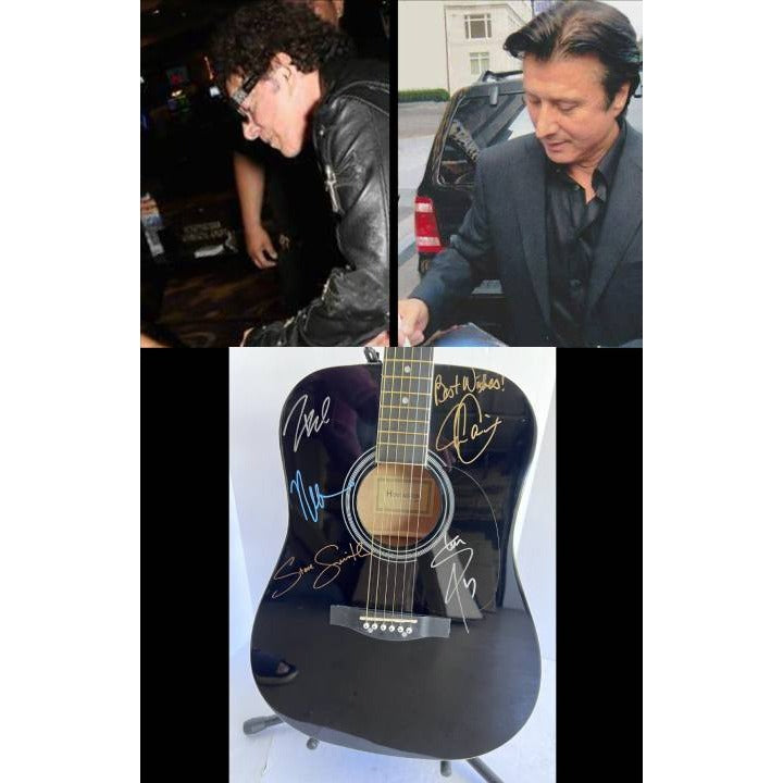 Neal Schon,  Ross Valory,  Jonathan Cain, Greg Rowley Steve Perry Journey complete band signed acoustic guitar with proof