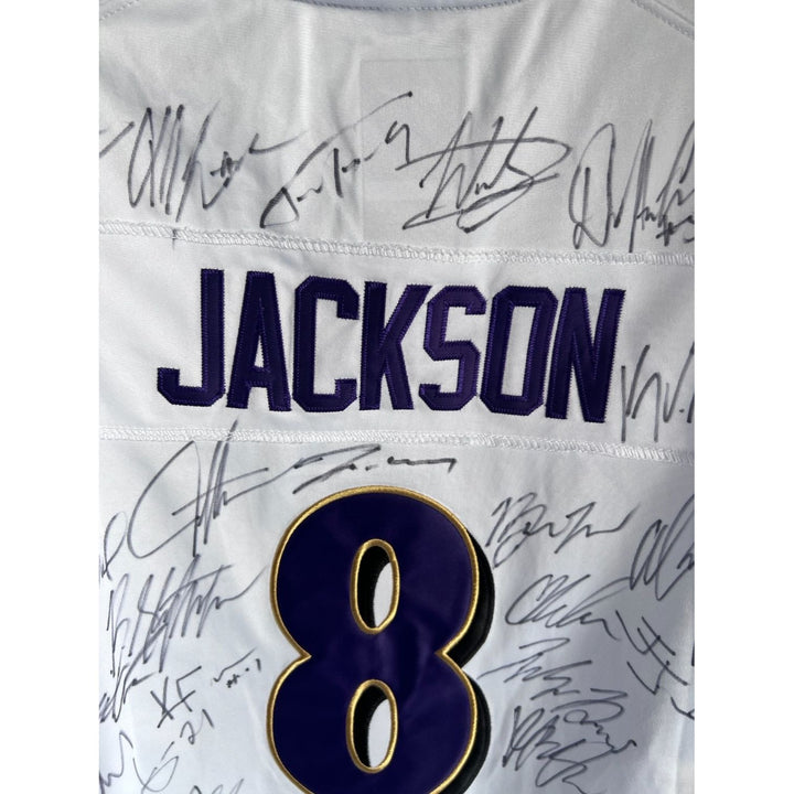 Lamar Jackson Baltimore Ravens 2023-24 team signed Nike mens size L game model jersey signed with proof