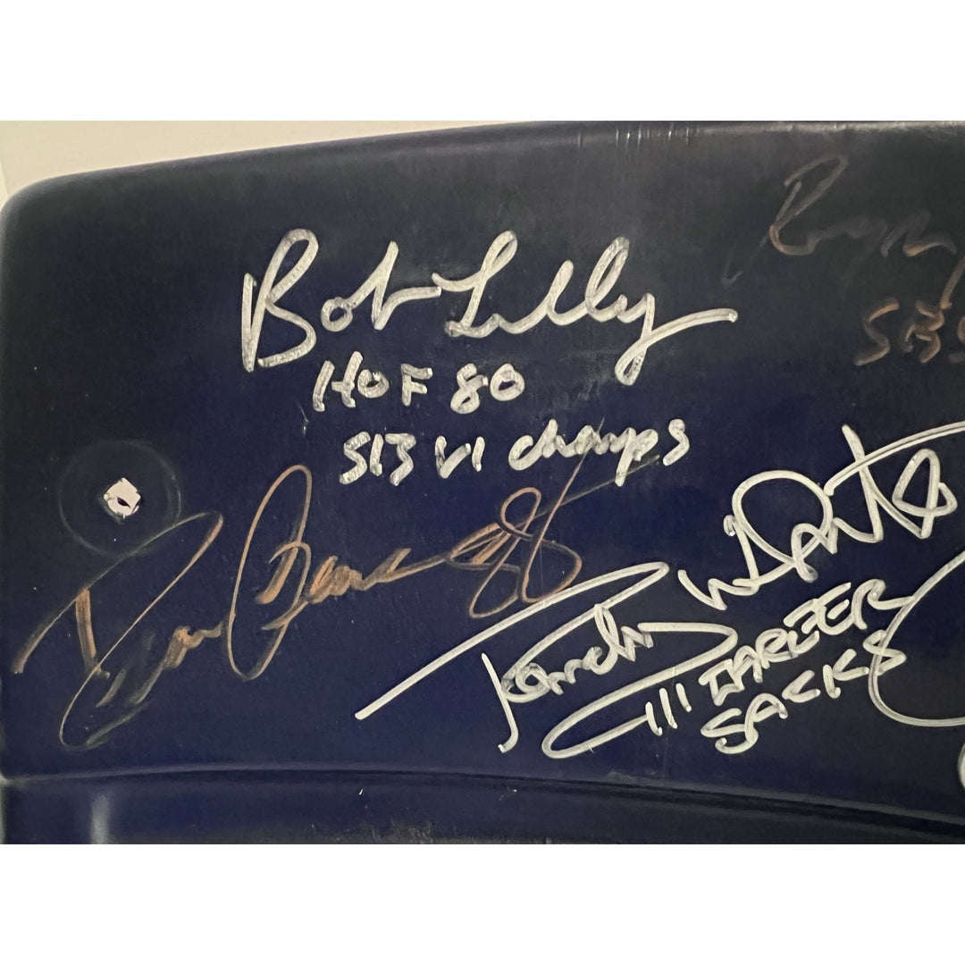 Dallas Cowboys Stadium seat signed by Roger Staubach Emmitt Smith Troy Aikman Tony Dorsett Jerry Jones Jimmy Johnson 20 Dallas Cowboy Legend