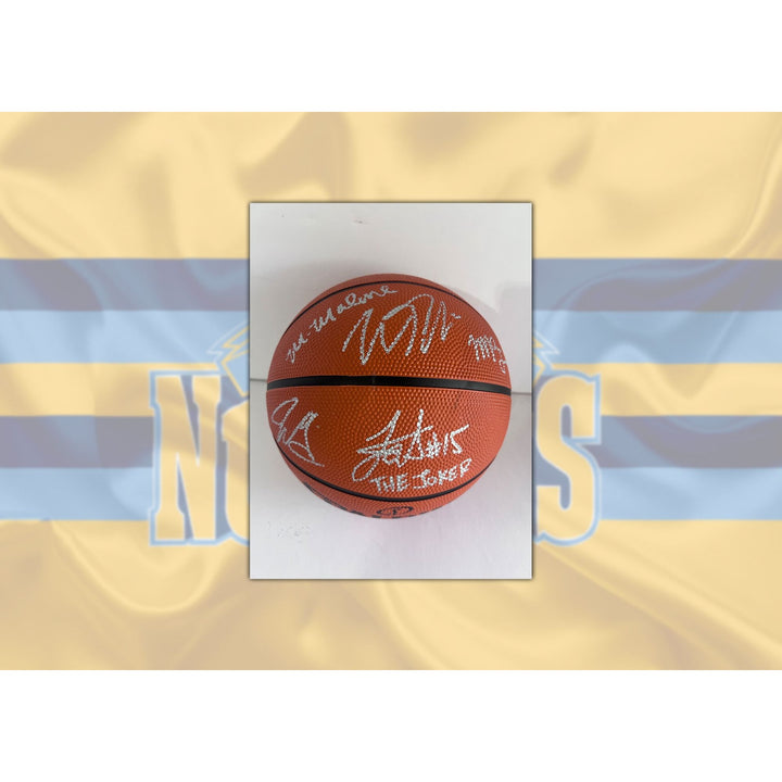 Nikola Jokic, Jamal Murray, Aaron Gordon, Michael Porter Jr, Mike Malone Denver Nuggets Spalding full size NBA basketball signed with proof