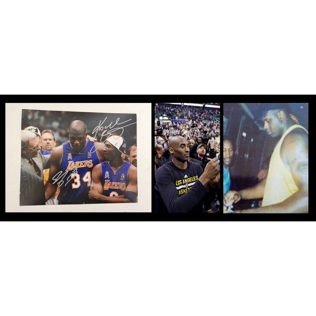 Kobe Bryant Shaquille O'Neal Los Angeles Lakers 8 by 10 photo signed with proof