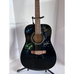 Load image into Gallery viewer, Johnny Cash Juaquin Phoenix &quot;Walk The Line&quot; cast signed full size black acoustic guitar with proof
