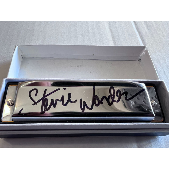 Stevie Wonder harmonica signed with proof