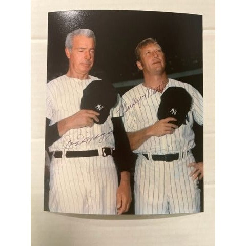 New York Yankees Joe DiMaggio and Mickey Mantle 8x10 photo signed