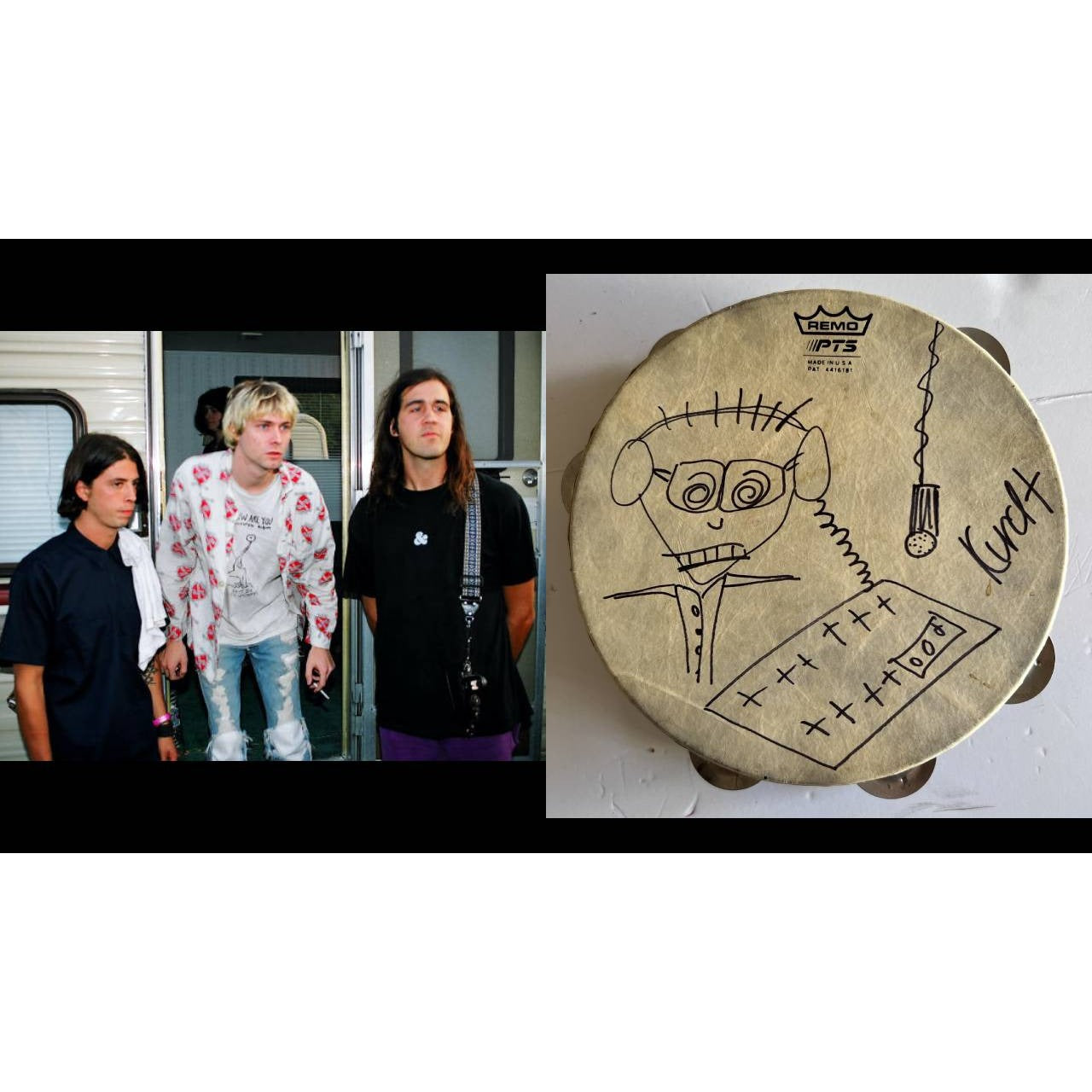 Kurt Cobain David Grohl Krist Novoselic Nirvana pickguard signed with proof