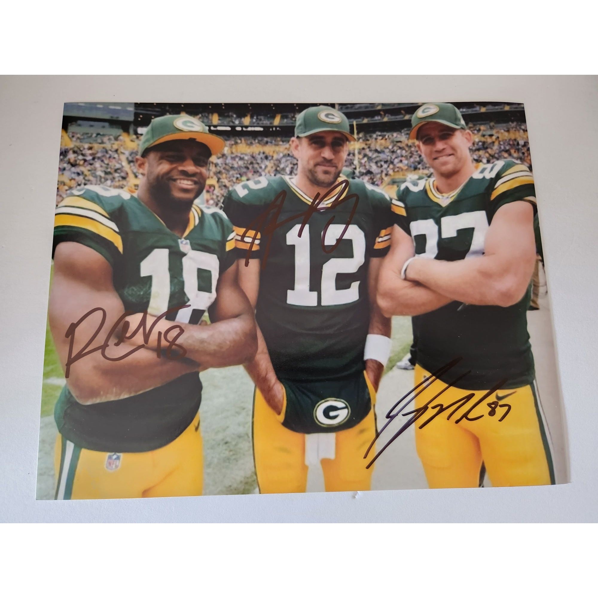 Aaron Rodgers Randall Cobb Jordy Nelson Green Bay Packers 8x10 photo signed