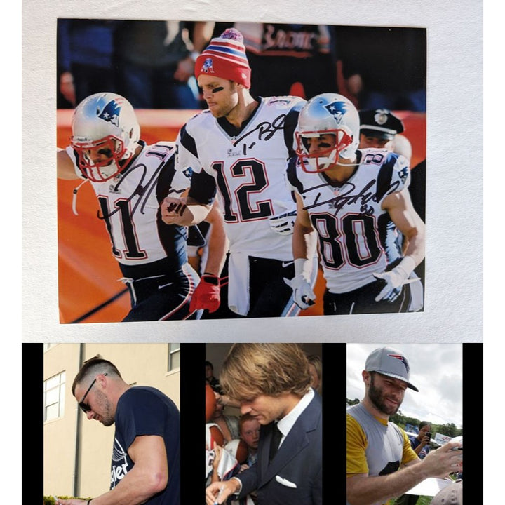 Tom Brady Julian Edelman Danny Amendola 8x10 photo signed with proof