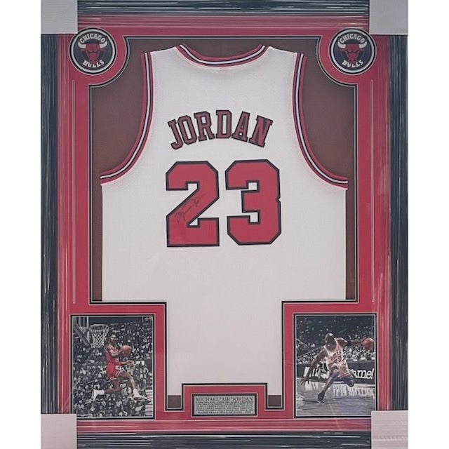 Michael Jordan Chicago Bulls game model jersey signed and framed with proof