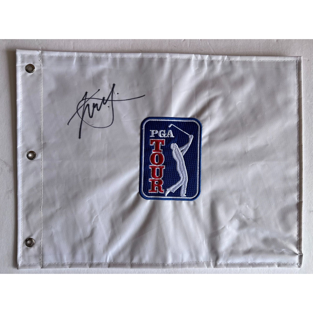 Xander Schauffele PGA embroidered golf flag signed with proof