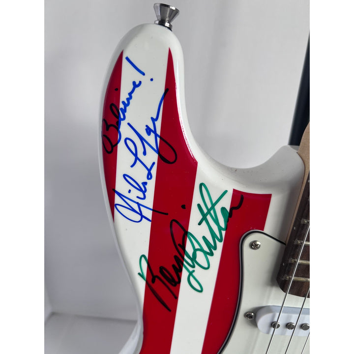 Bruce Springsteen Clarence Clemons Roy Bittan Patty Scialfa and the E Street Band full size American flag electric guitar signed with proof