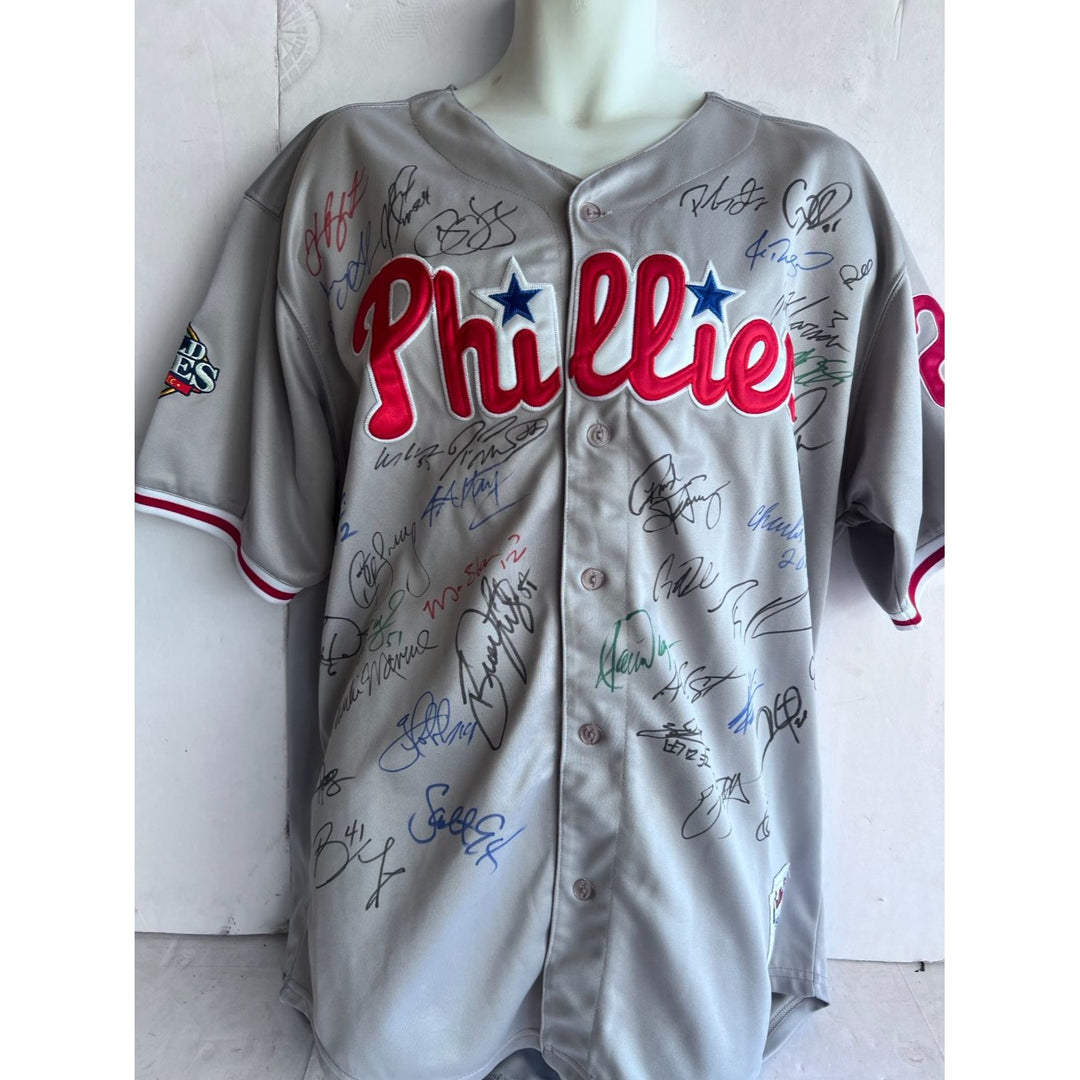 Philadelphia Phillies 2008 Chase Utley Jimmy Rollins Ryan Howard World Series champions team signed jersey with proof