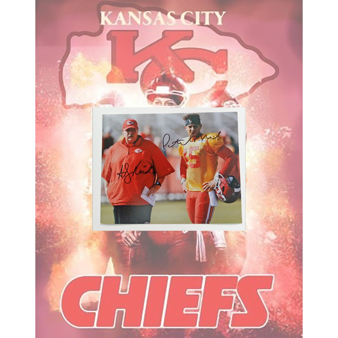 Kansas City Chiefs Andy Reid and Patrick Mahomes 8 by 10 signed photo with proof