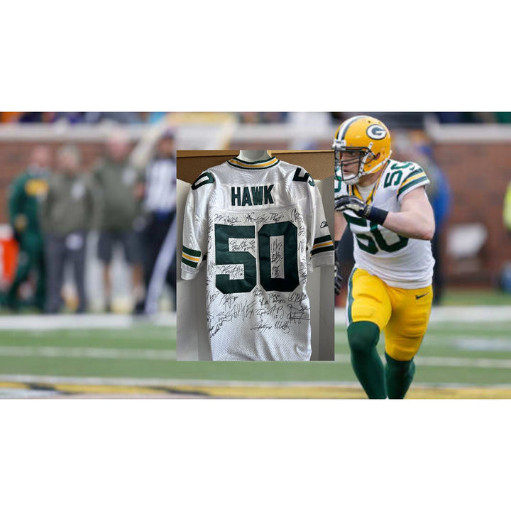 Green Bay Packers AJ Hawk game model Jersey team signed 2009 Green Bay Packers Super Bowl champions