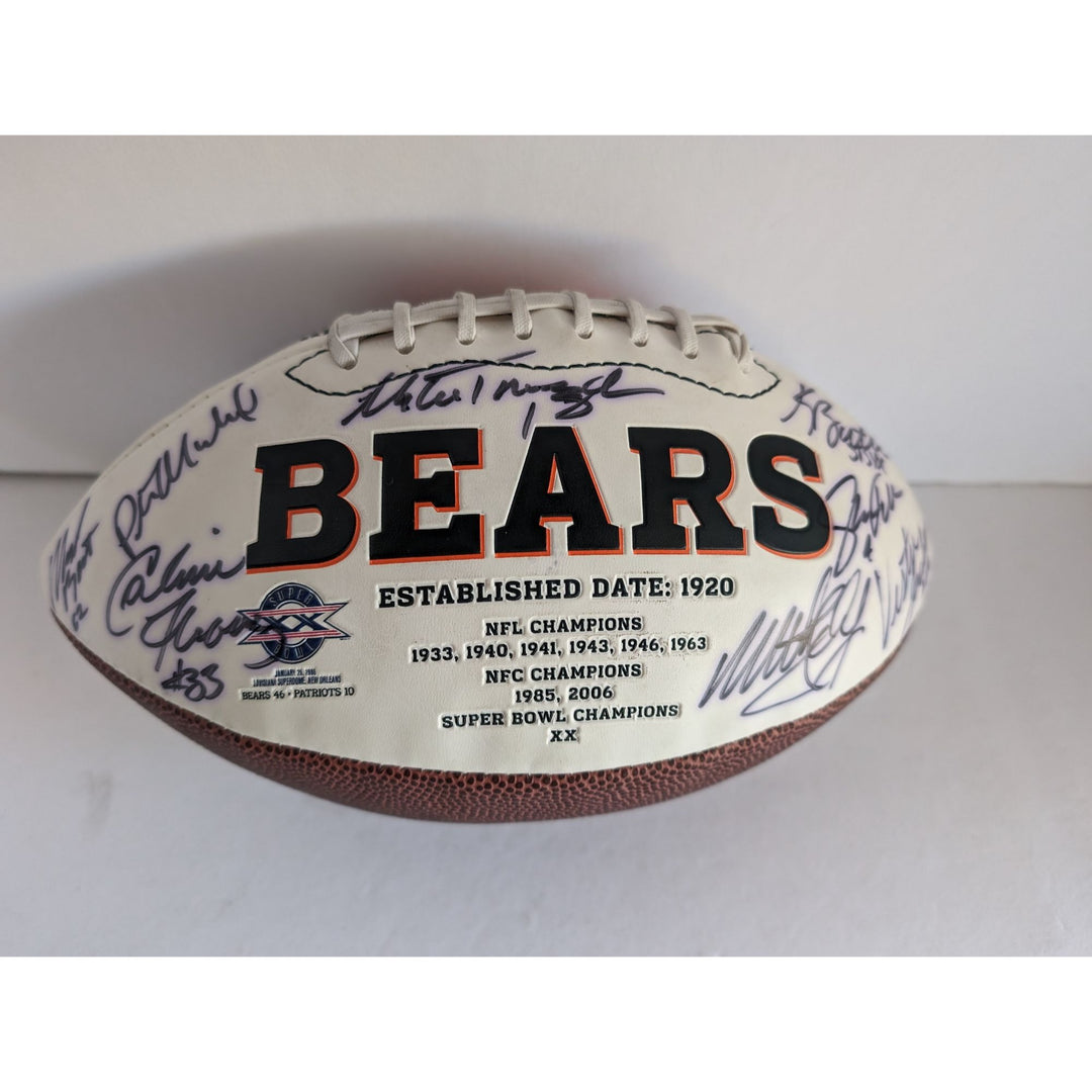 Chicago Bears Super Bowl champions Jim McMahon Mike Singletary Mike Ditka Dan Hampton Richard Dent 30 plus sigs signed football with proof