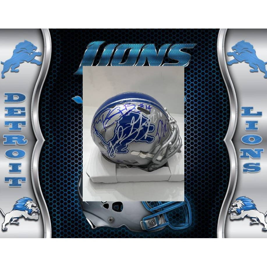 Detroit Lions mini helmet Aidan Hutchinson Amon-Ra St. Brown Dan Campbell & Jared Goff signed with proof